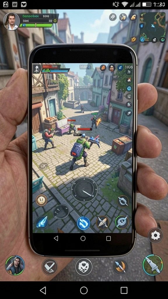 Screenshot menampilkan karakter utama dalam pertempuran epik.
