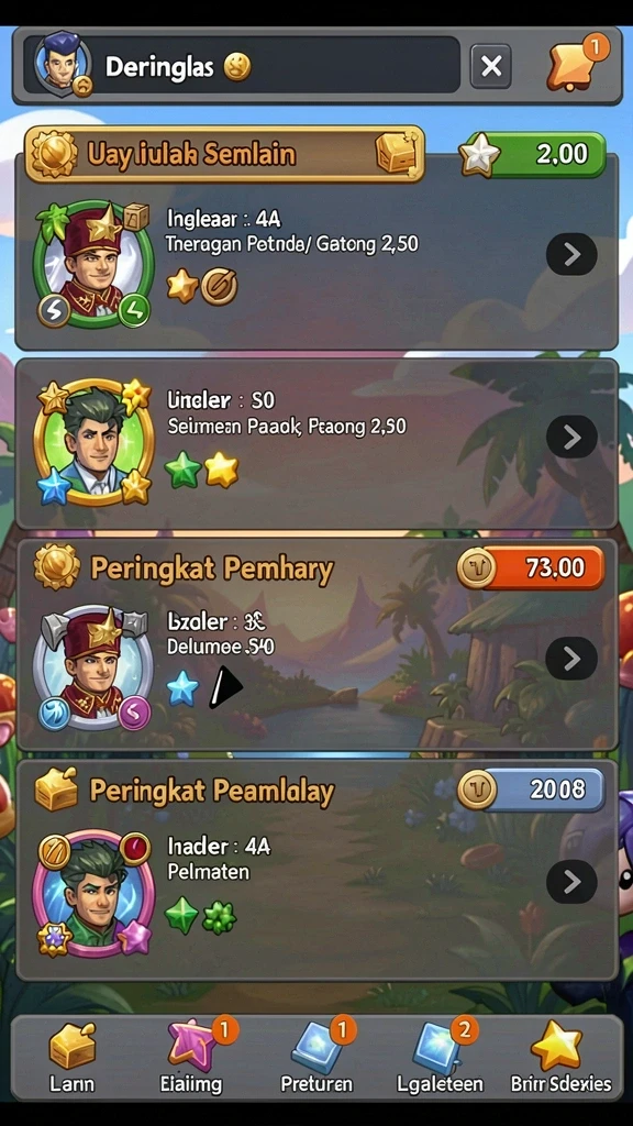Menu yang mudah dinavigasi untuk pemain baru.